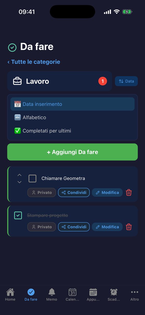 Da fare: task in una categoria
